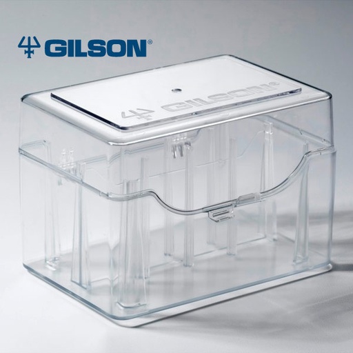 Universal Reload Box for Gilson Tower-Pack™ D10, DL10, D200, D300 &amp; D1000 Diamond Tips, translucent; each.