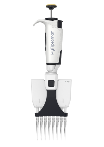 MyPipetman Select P8x20 multichannel. Fully-autoclavable, air-displacement pipette; unique, patented Trilock™ volume-locking system; 2 - 20µL. Three-year warranty.