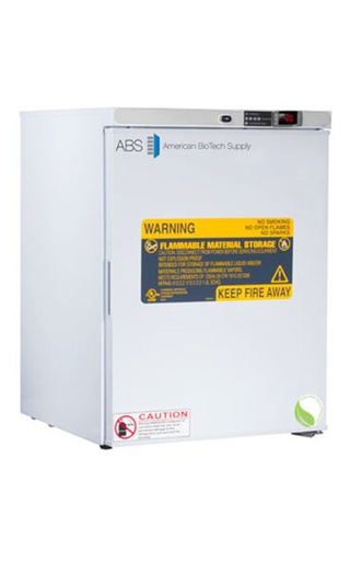4 Cu. Ft. Flammable Material Freezer with microprocessor temperature controller, Temperature display &amp; Alarm module with battery back-up, audible and visual high/low temperature alarms, °C/°F convertible temperature display, and remote alarm contacts. Two year parts and labor warranty.