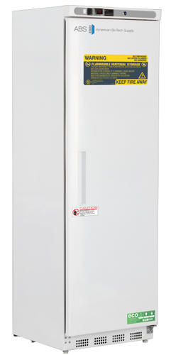 14 Cu. Ft. Flammable Material Freezer with microprocessor temperature controller, Temperature display &amp; Alarm module with battery back-up, audible and visual high/low temperature alarms, °C/°F convertible temperature display, and remote alarm contacts. Two year parts and labor warranty.