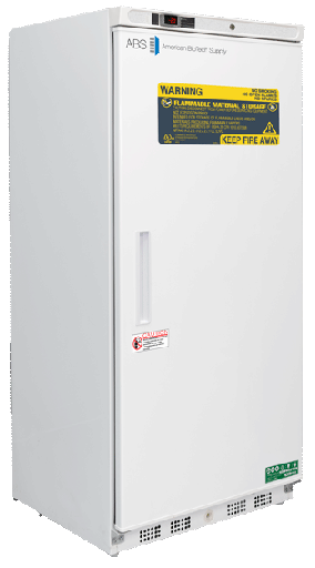 17 Cu. Ft. Flammable Material Freezer with microprocessor temperature controller, Temperature display &amp; Alarm module with battery back-up, audible and visual high/low temperature alarms, °C/°F convertible temperature display, and remote alarm contacts. Two year parts and labor warranty.