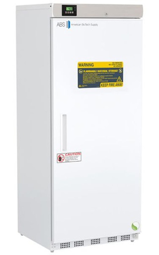 20 Cu. Ft. Premier Flammable Storage Refrigerator; temperature alarms, keyed door locks,  probe access, and precise temperature monitoring through microprocessor control. 2 Year Parts &amp; Labor Warranty plus 5 Year Compressor Parts Warranty