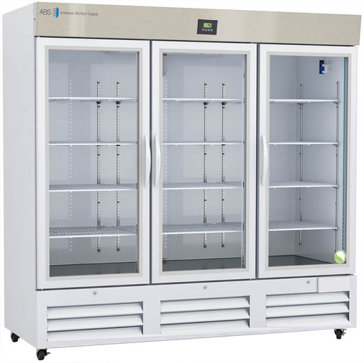 72 Cu. Ft.  Triple Swing Glass Door Premier Laboratory Refrigerator . Warranty: 2/5; Two year parts and labor warranty, plus an additional three year compressor parts warranty.