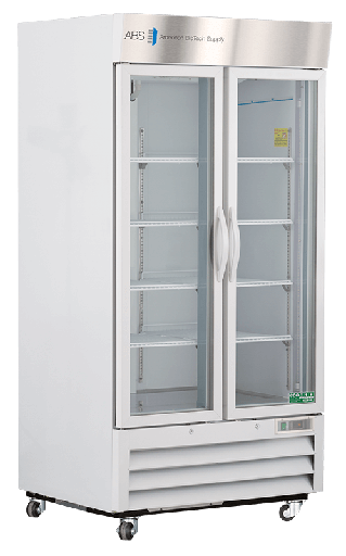 36 Cu. Ft. Double  Swing Glass Door Standard Laboratory Refrigerator.  Warranty: 1/5; One year parts and labor warranty, plus an additional four year compressor parts warranty.