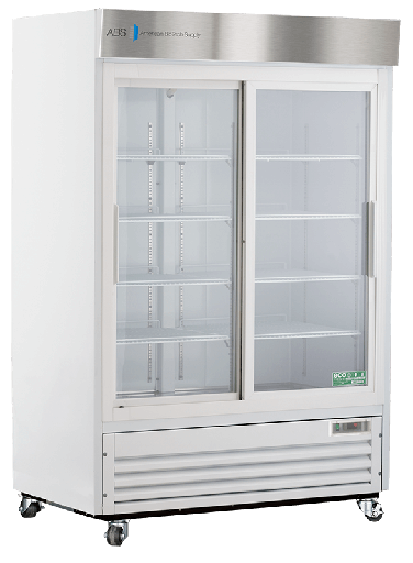 49 Cu. Ft.  Double Swing Glass Door Standard Laboratory Refrigerator.  Warranty: 1/5; One year parts and labor warranty, plus an additional four year compressor parts warranty.