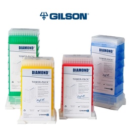 [GF-F167105] Gilson D300 Diamond Tips, 20-300ul, Tower-Pack, Green, pk/960 (10 Racks of 96). Requires but does not include the universal reload box (GF-F167100).
