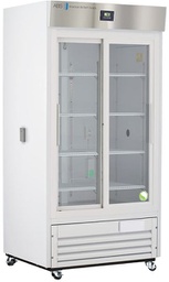 [NOR-ABT-HC-CP-33] Premier Chromatography Refrigerator 33 Cu. Ft. Double Sliding Glass Door with microprocessor temperature controller,  Temp display &amp; Alarm module with battery back-up, audible and visual high/low temp alarms, °C/°F convertible temperature display, remote alarm contacts, and casters, one duplex outlet, and two 2&quot; access ports. Requires two (2) outlets. Warranty: 2/5; Two year parts and labor warranty, plus an additional three year compressor parts warranty.