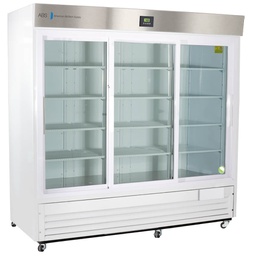 69 Cu. Ft.  Triple Slide Glass Door Premier Laboratory Refrigerator . Warranty: 2/5; Two year parts and labor warranty, plus an additional three year compressor parts warranty.