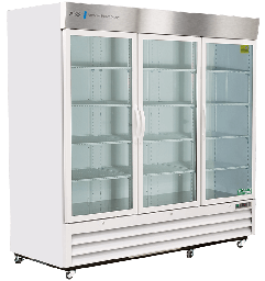 72 Cu. Ft.  Triple Swing Glass Door Standard Laboratory Refrigerator.  Warranty: 1/5; One year parts and labor warranty, plus an additional four year compressor parts warranty.